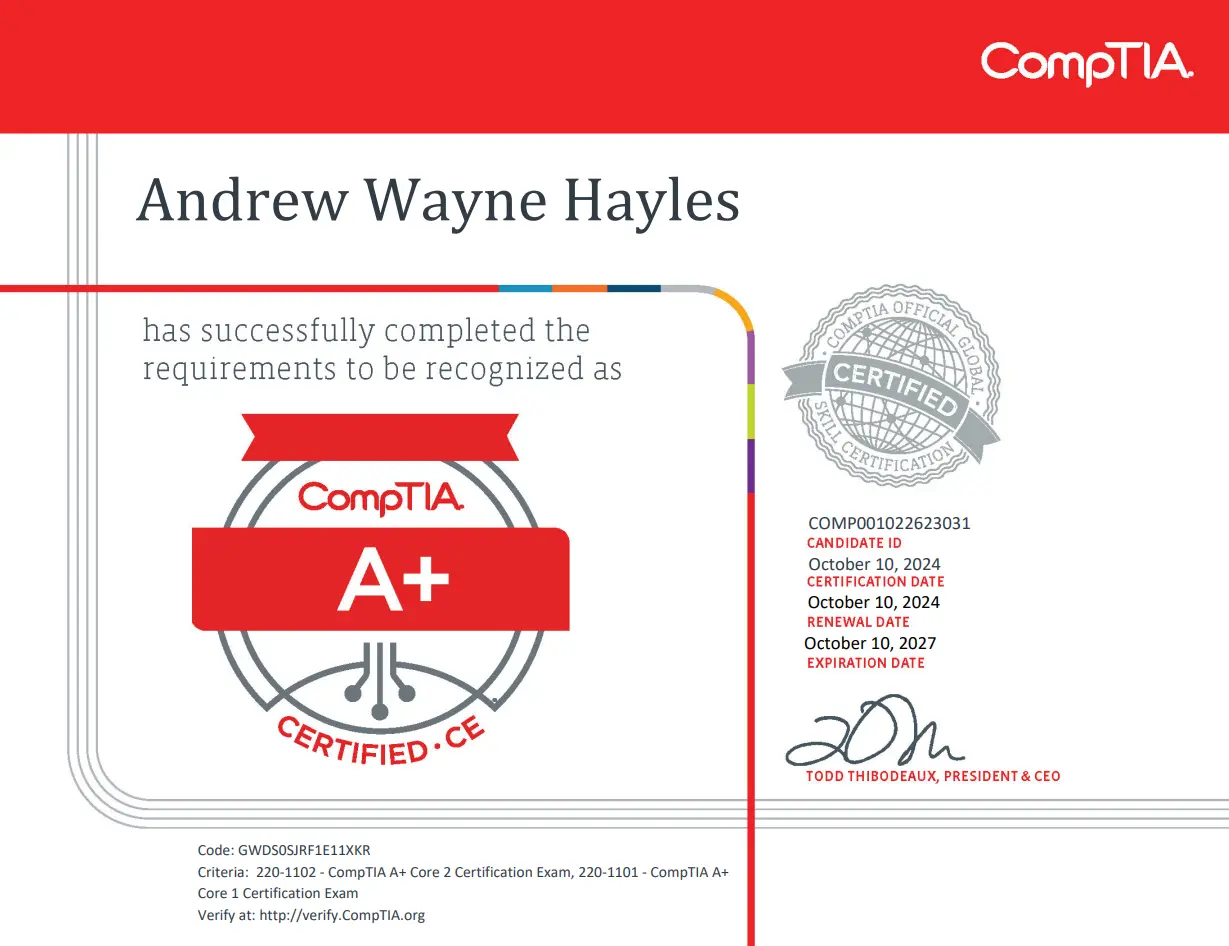 CompTIA A+ Certificate